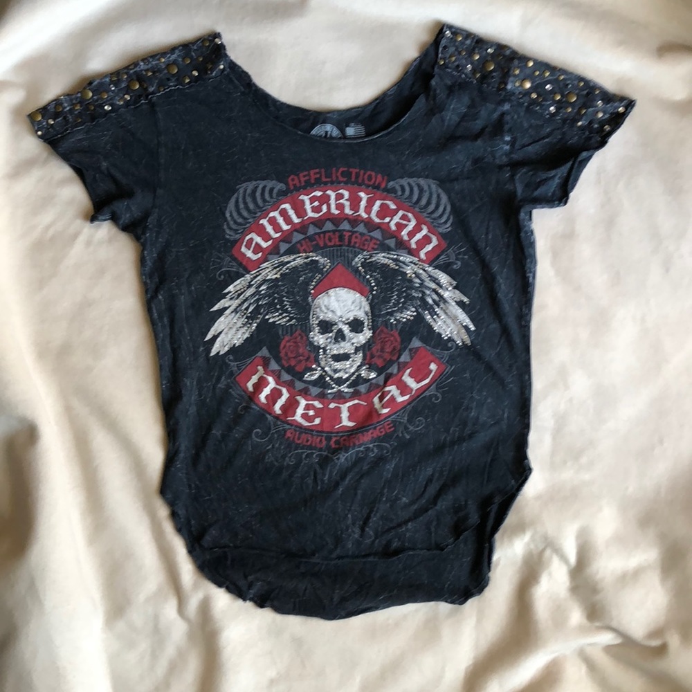 Affliction American Metal Bling Tee T-shirt Biker